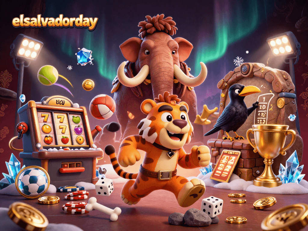Play slots and sports at elsalvadorday's prehistoric casino with caveman and sabertooth!