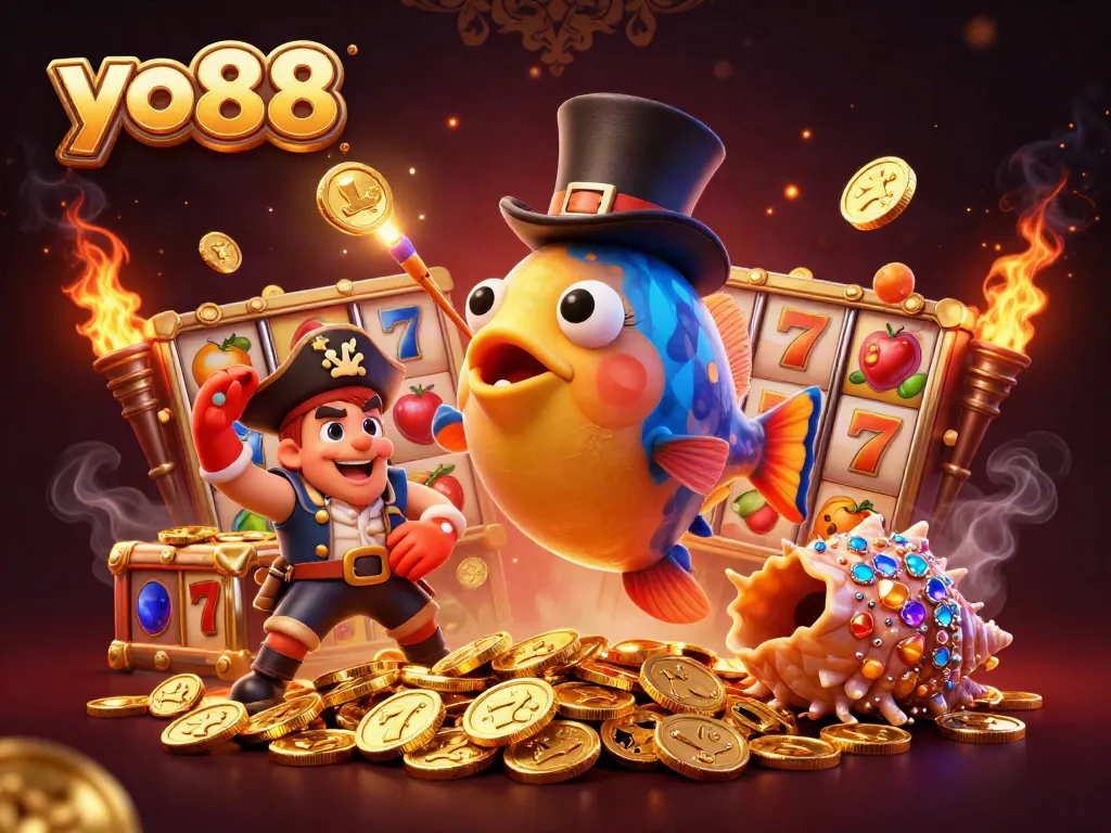 Spin the reels at yo88 with vibrant characters in a captivating underwater casino scene.
