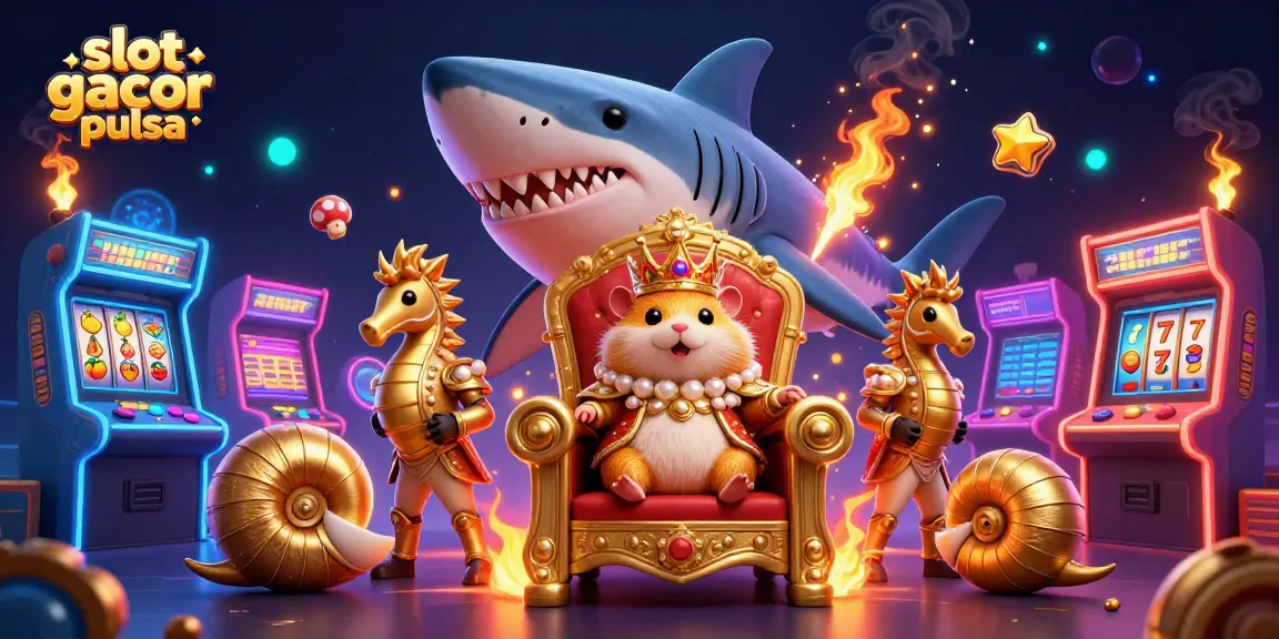 Spin for rewards in slot gacor pulsa as the golden hamster king rules over vibrant arcade game elements.