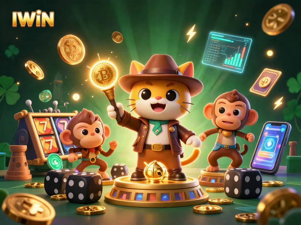 IWIN brings excitement as a cat archaeologist uncovers a treasure with crypto elements in a casino scene