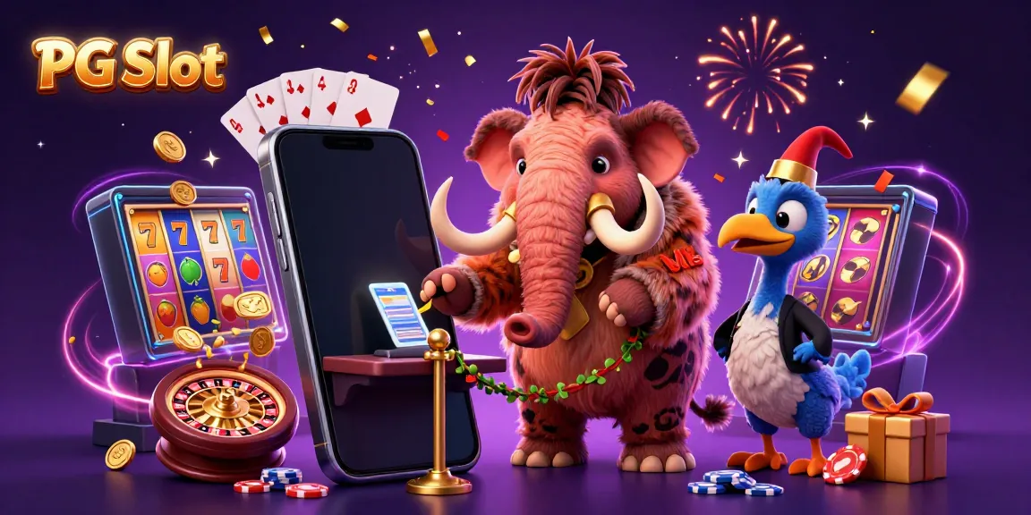 Experience the excitement of PG Slot with a vibrant 3D casino scene featuring unique characters and dynamic gaming elements.