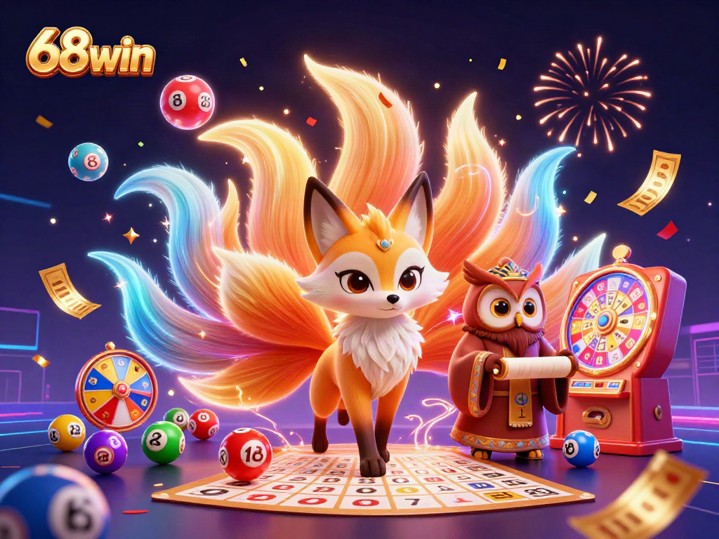 Engage with the dynamic energy of 68win, featuring vibrant gaming elements and enchanting characters.