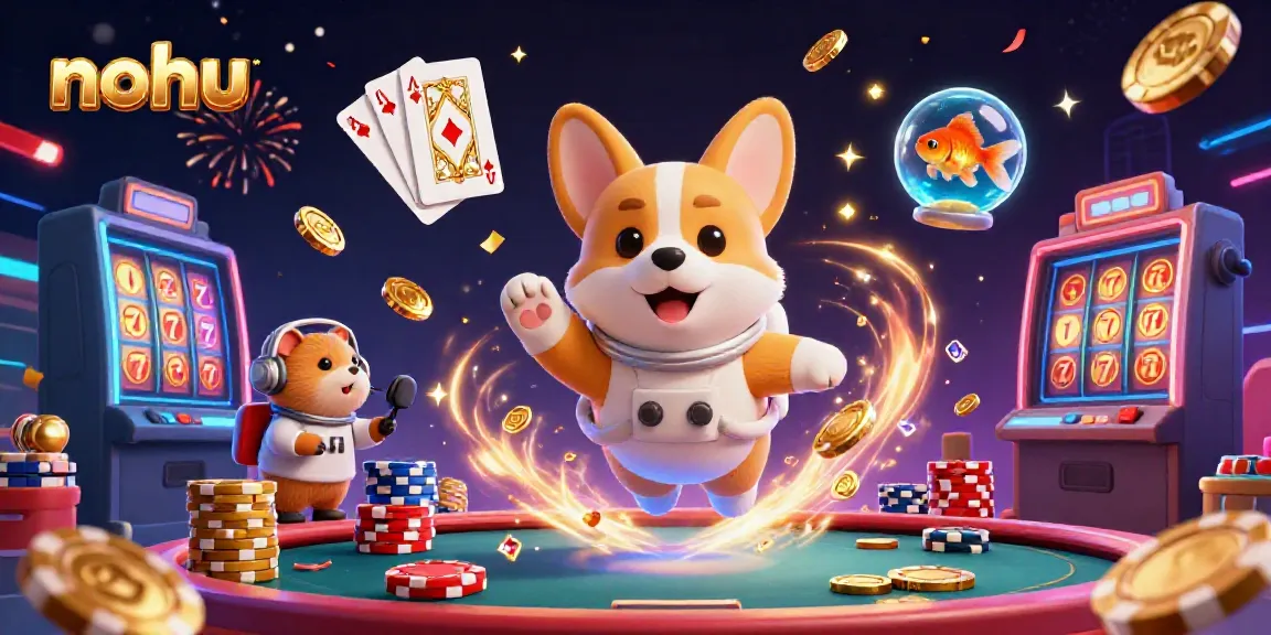 Spin and win at nohu's surreal space casino, featuring playful characters and magical effects.