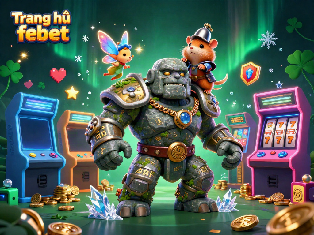 Engage with slots and games at Trang chủ febet with a vibrant 3D casino scene featuring whimsical characters.