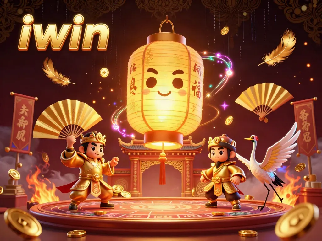 Engage with iwin's vibrant casino scene featuring golden lantern spirit and origami crane companions.
