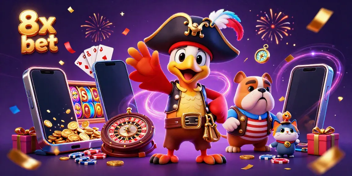 Engage in the thrilling world of 8x bet with vibrant casino scenes featuring animated characters.